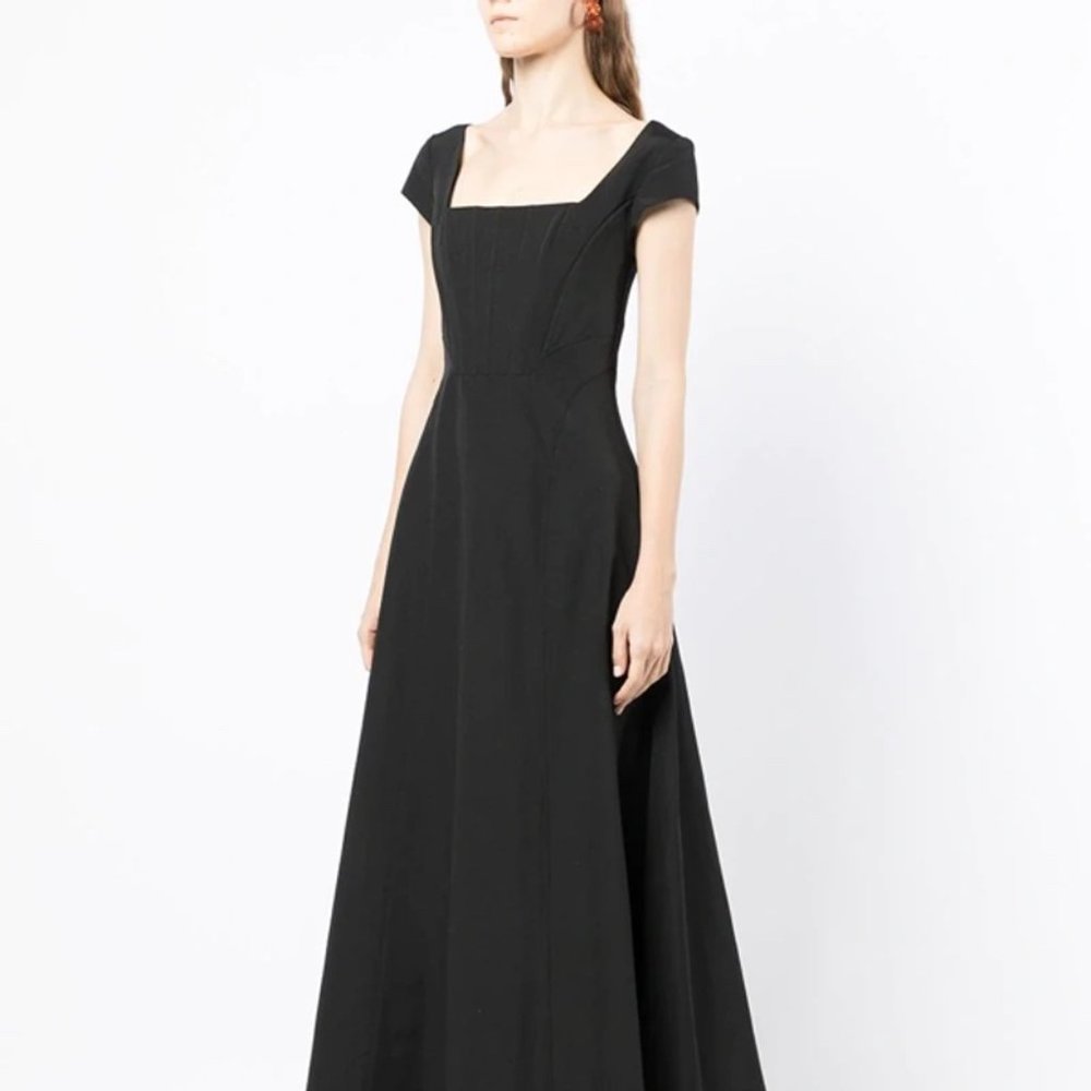 STAUD Lotus Square-neck Poplin Maxi Dress In Black